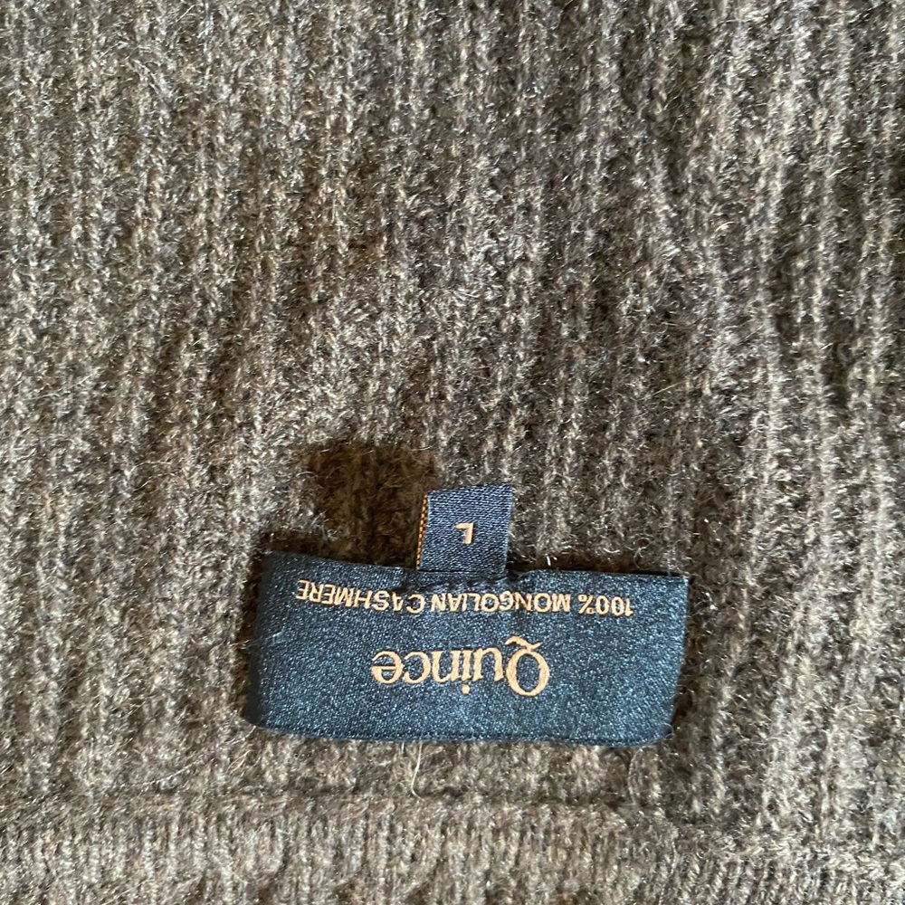 Quince Mongolian fisherman cashmere women’s vest sweater brown v-neck L large - Picture 3 of 5